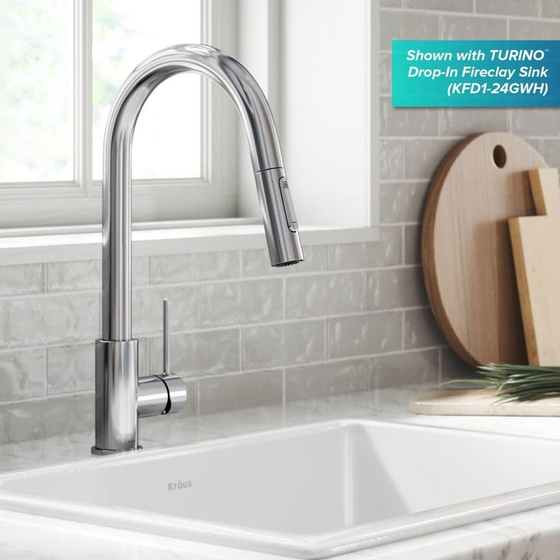 KRAUS Oletto Contemporary Pull-Down Single Handle Kitchen Faucet in Chrome, KPF-3104CH - Image 3